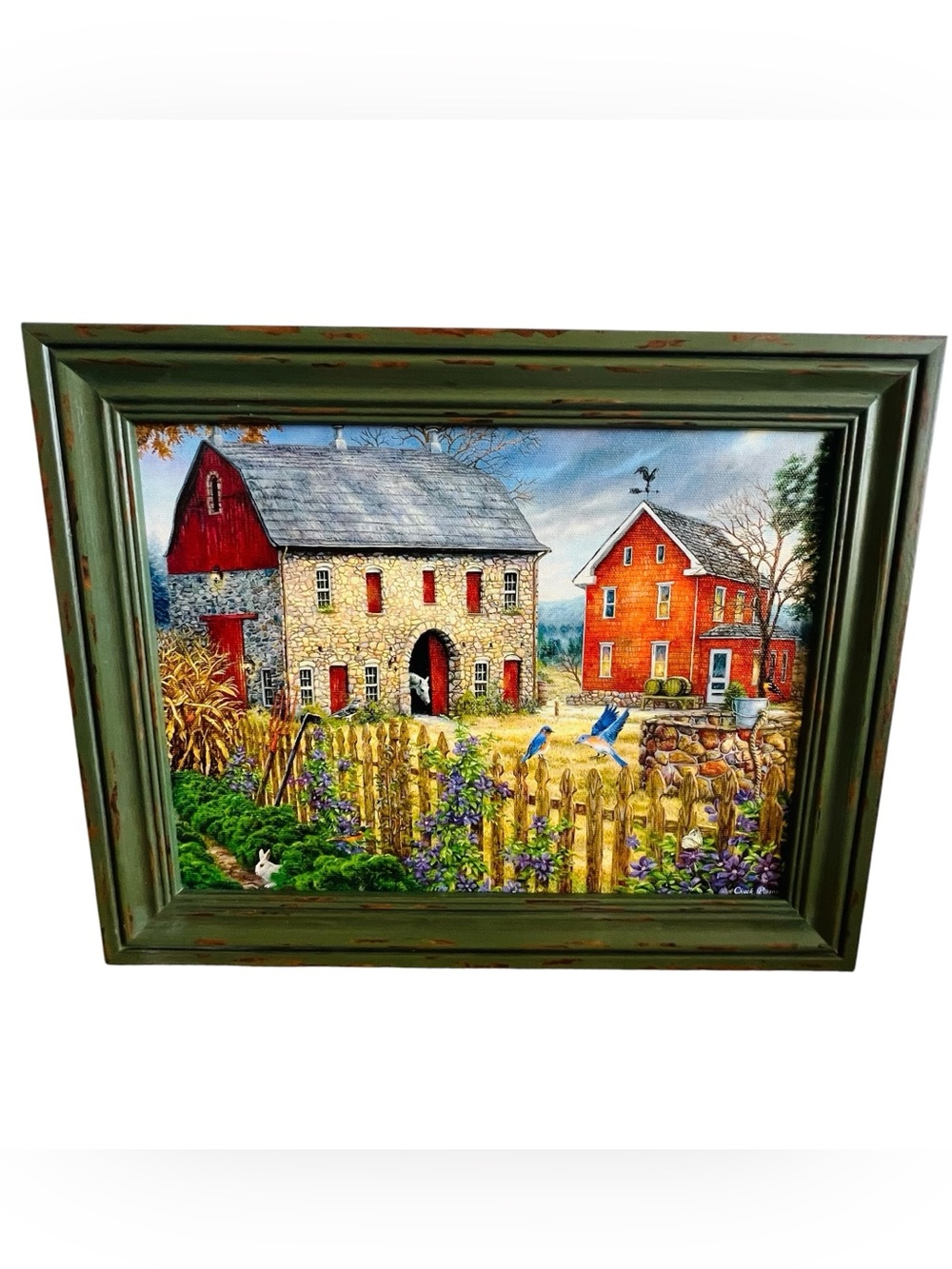 Vintage The Bluebirds' Song" by Chuck Pinson Framed Wall Art Painting